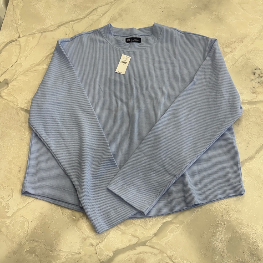 GAP Light Blue Textured Knit Top